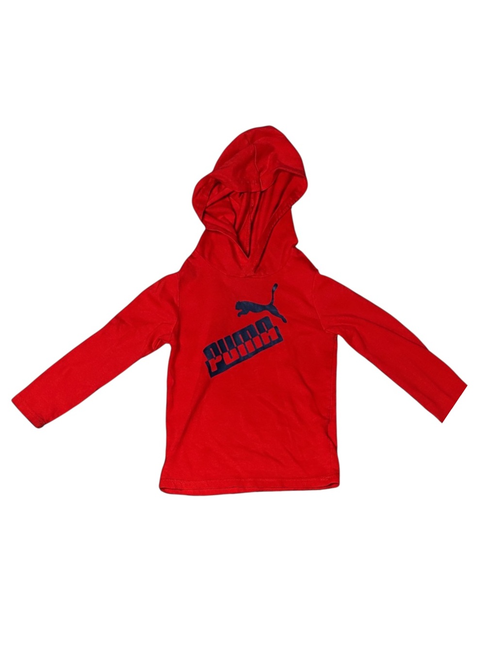 Puma Red Kids' Hooded Long Sleeve Top with Puma Logo